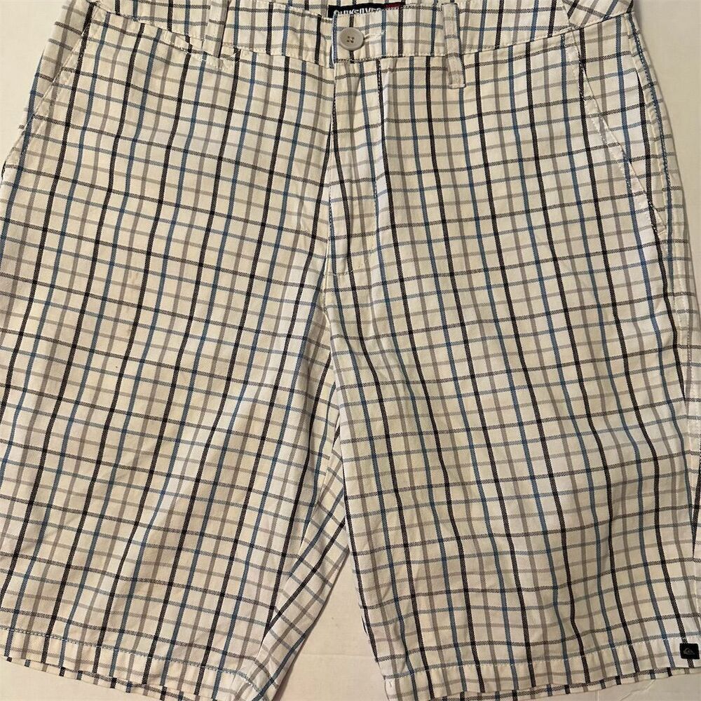 Quiksilver Men's Plaid Chino Shorts Size 32 Standard Multicolor Cream